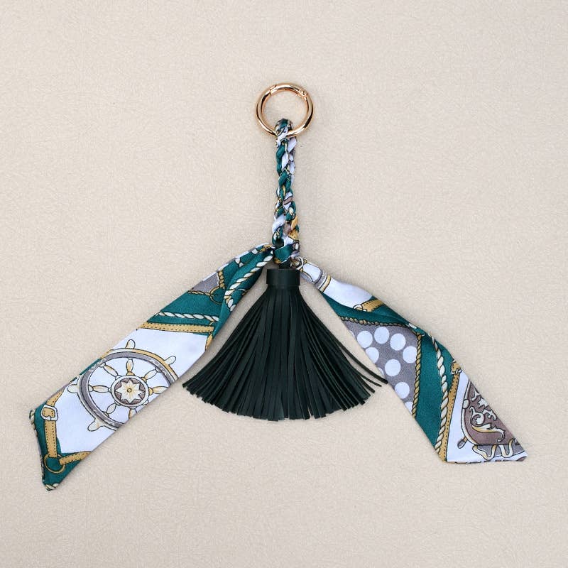 Boho Simple Scarf Tassel Bag Charm Keychain