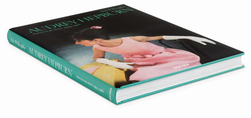 Side angle view of Audrey Hepburn Photographs book by Bob Willoughby