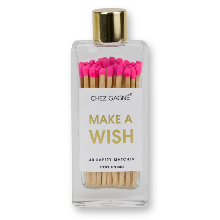 Make A Wish - Birthday Glass Bottle Safety Matches - Bright Pink Matchboxes & Lighters