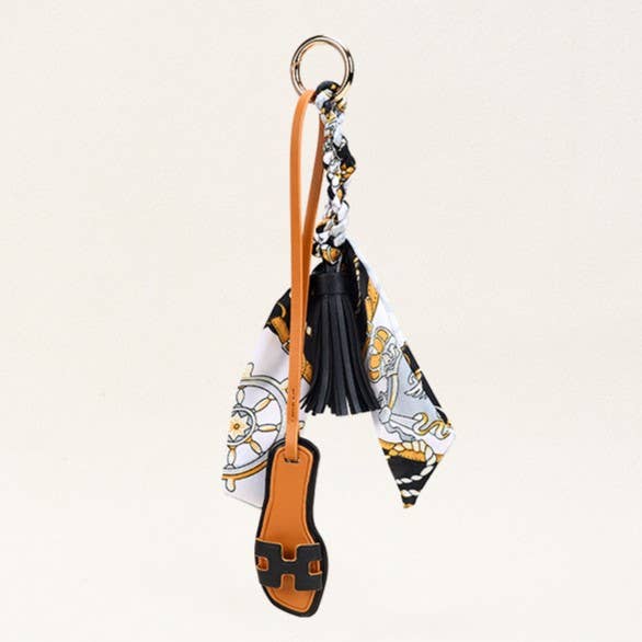 Sandals & Bow Scarf Tassel Bag Charm Keychain