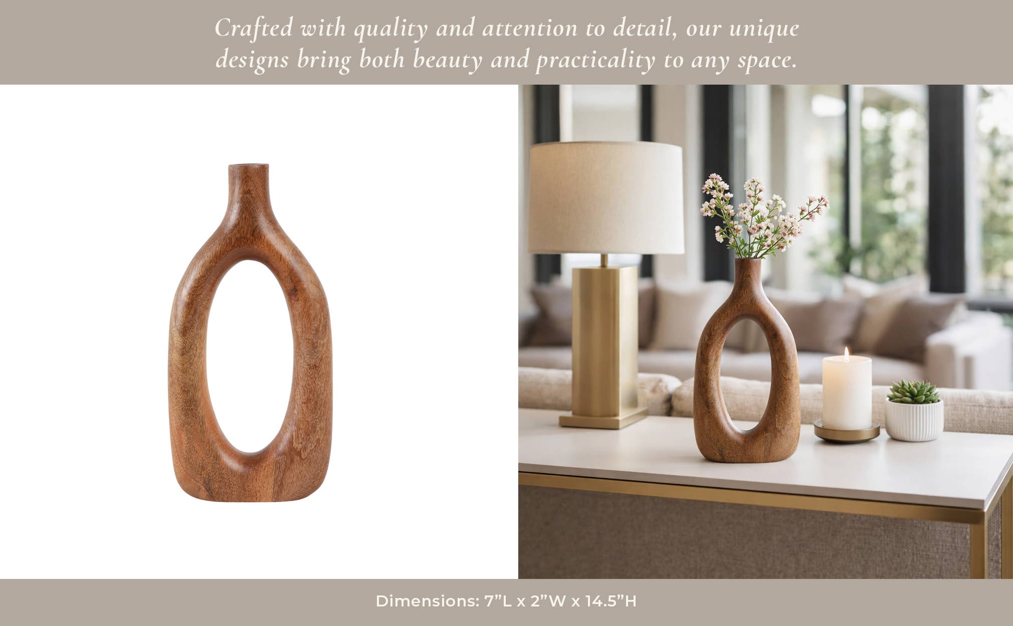 Tall Brown Wood Oval Open Cut-Out
