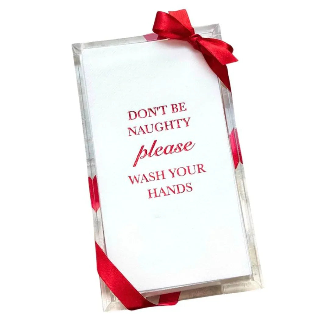 Christmas Acrylic Hand Towel Napkin Hostess Set Don't Be Naughty Hand Towels & Holders