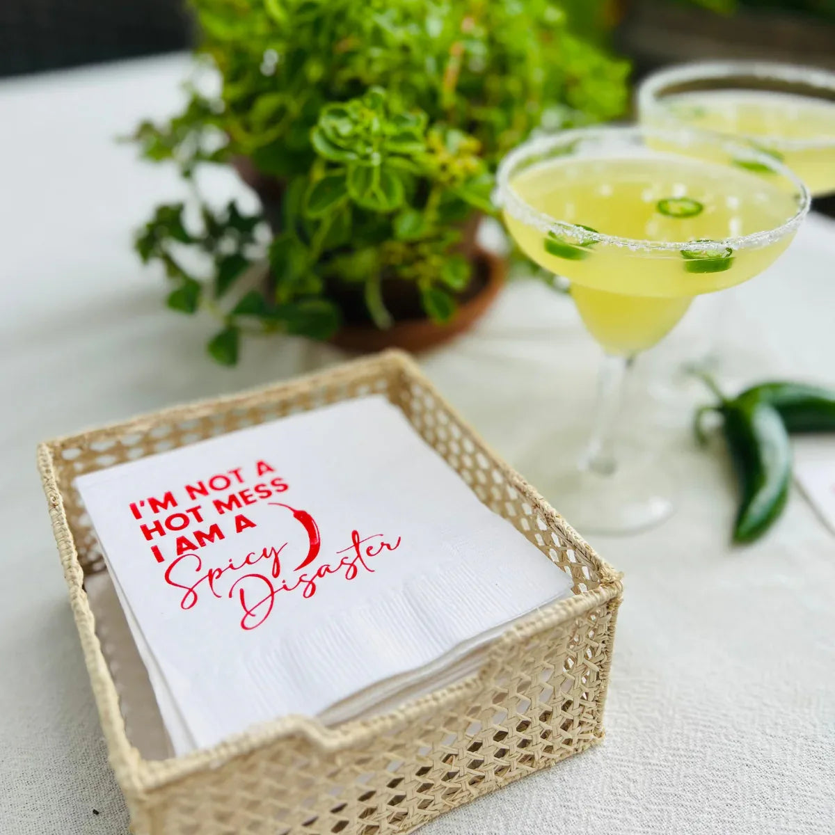 I'm Not A Hot Mess, I Am A Spicy Disaster Cocktail Paper Napkins Cocktail Napkins