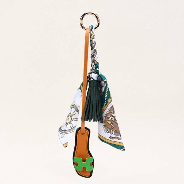 Sandals & Bow Scarf Tassel Bag Charm Keychain