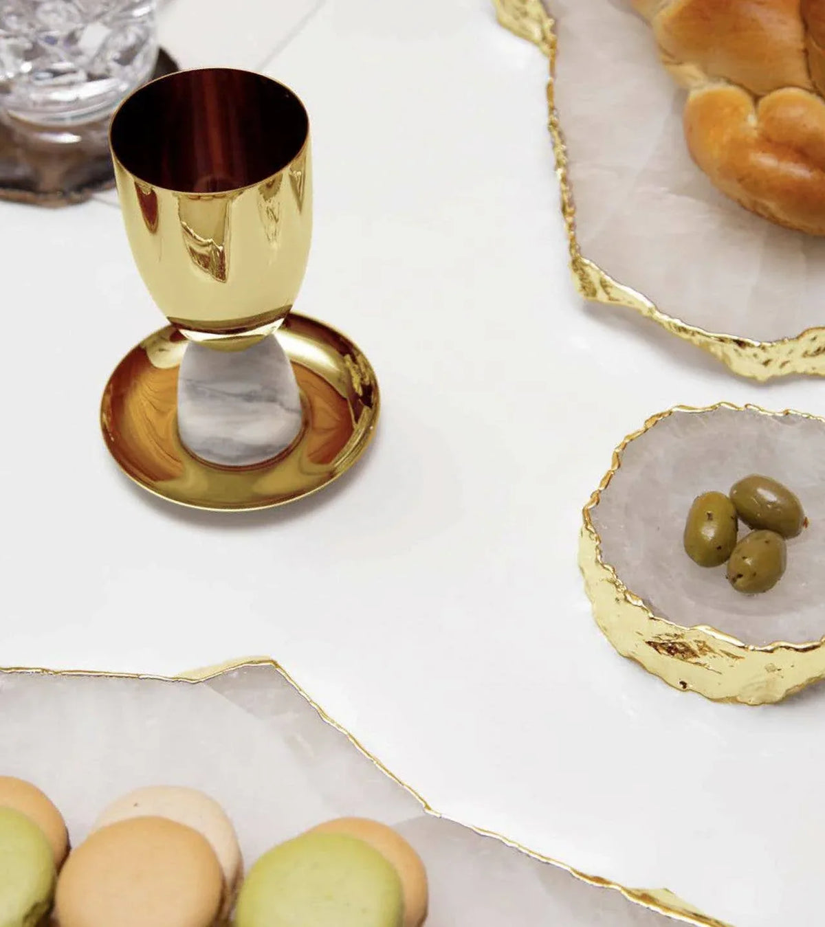 Coluna Kiddush Cup, Marble & Gold Judaica