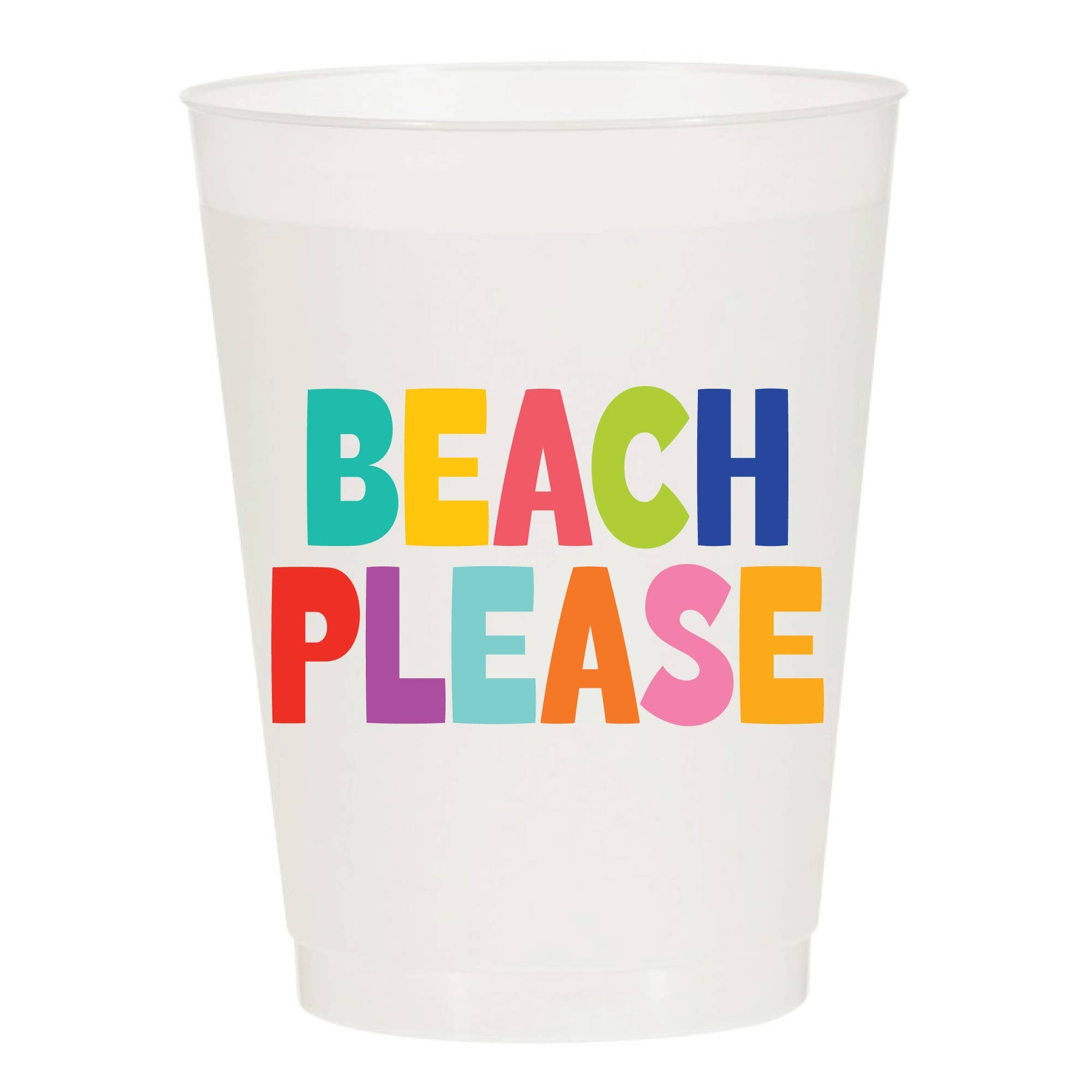 Beach Please Multi Color Frosted Cups- Summer