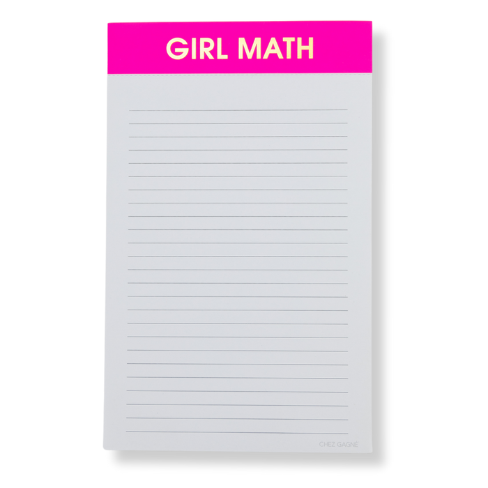 Girl Math - Lined Notepad - Bright Pink - 65 perforated pages - 5x8