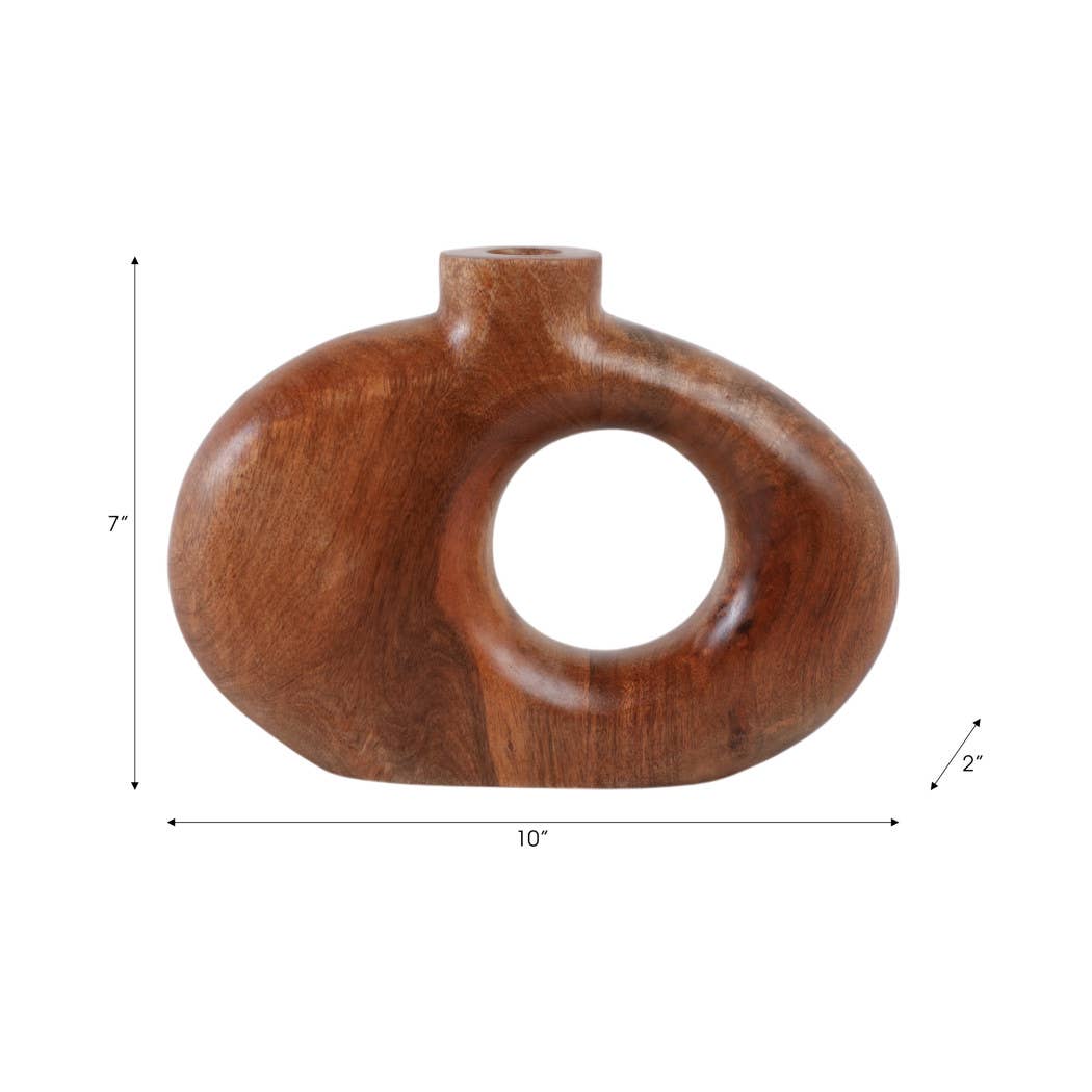 Mango Wood Round Cut-out Vase