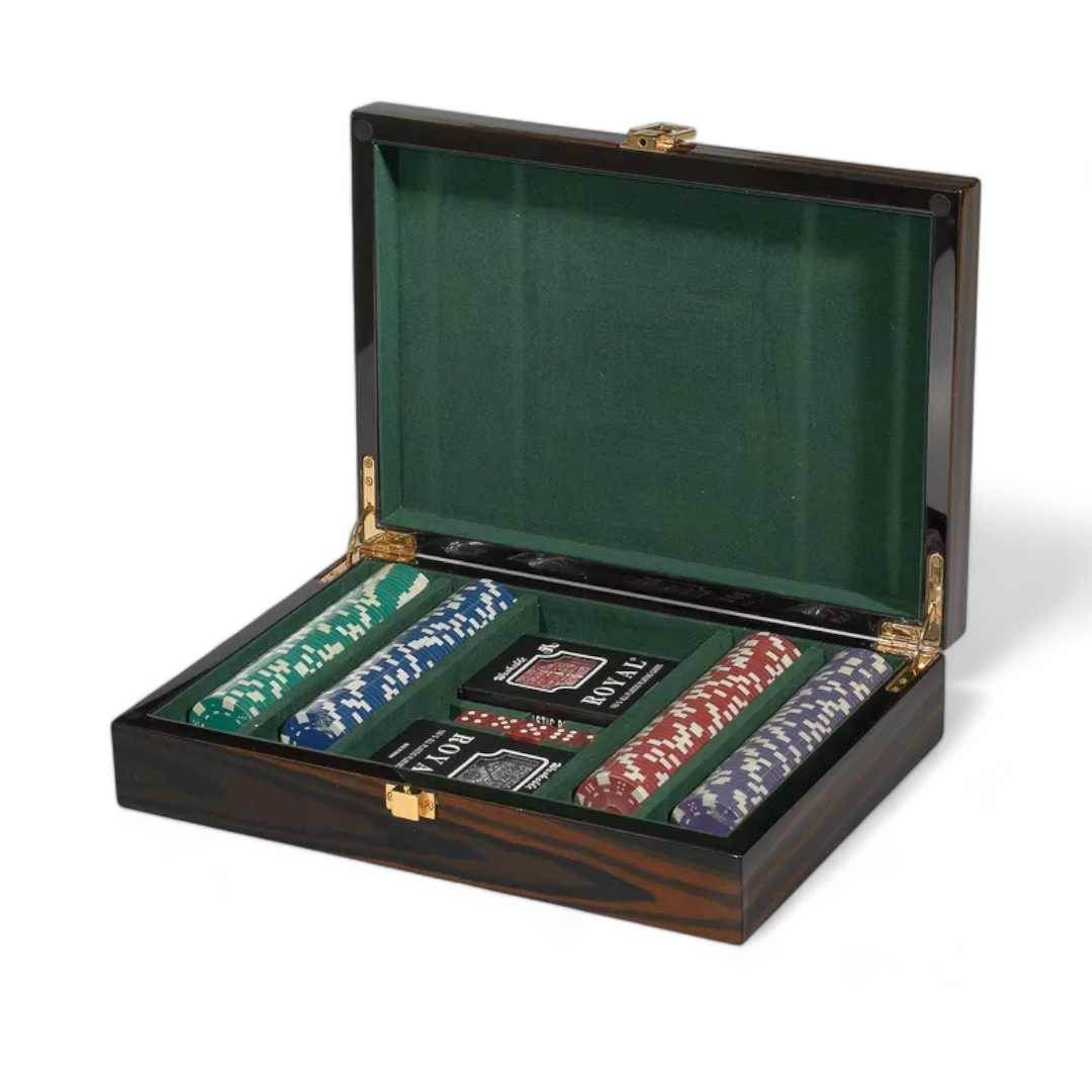 Ebony Wood Poker Set Box. 