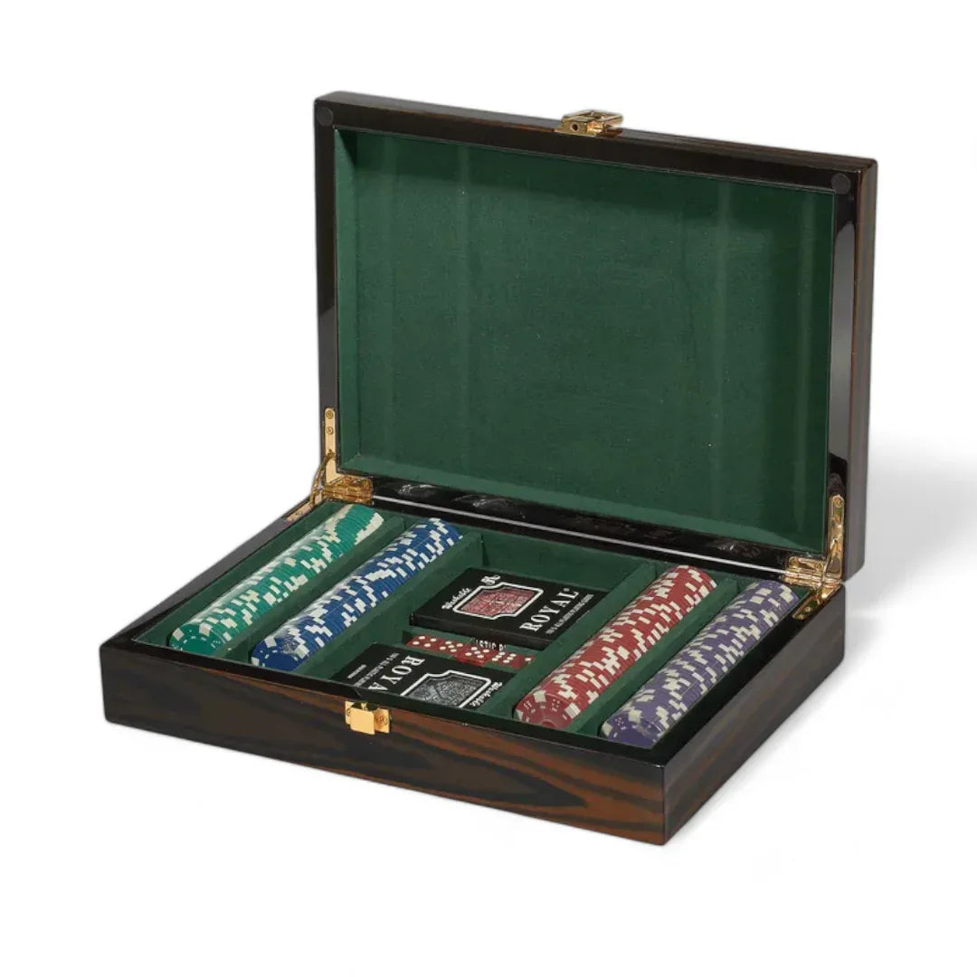 Ebony Wood Poker Set Box Games - Poker Sets Executive Gift for Men