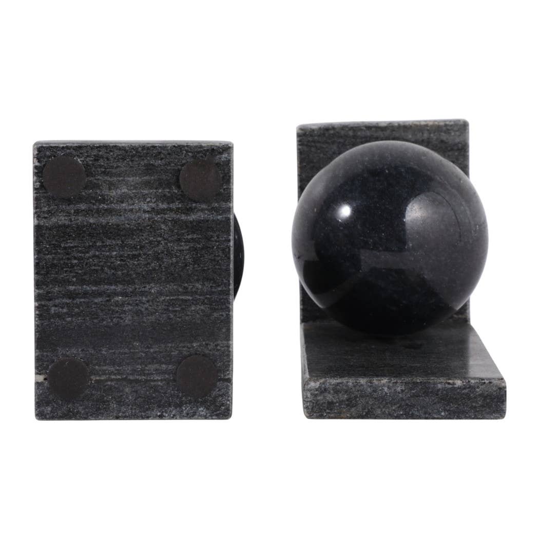 Black Marble Orb Bookends