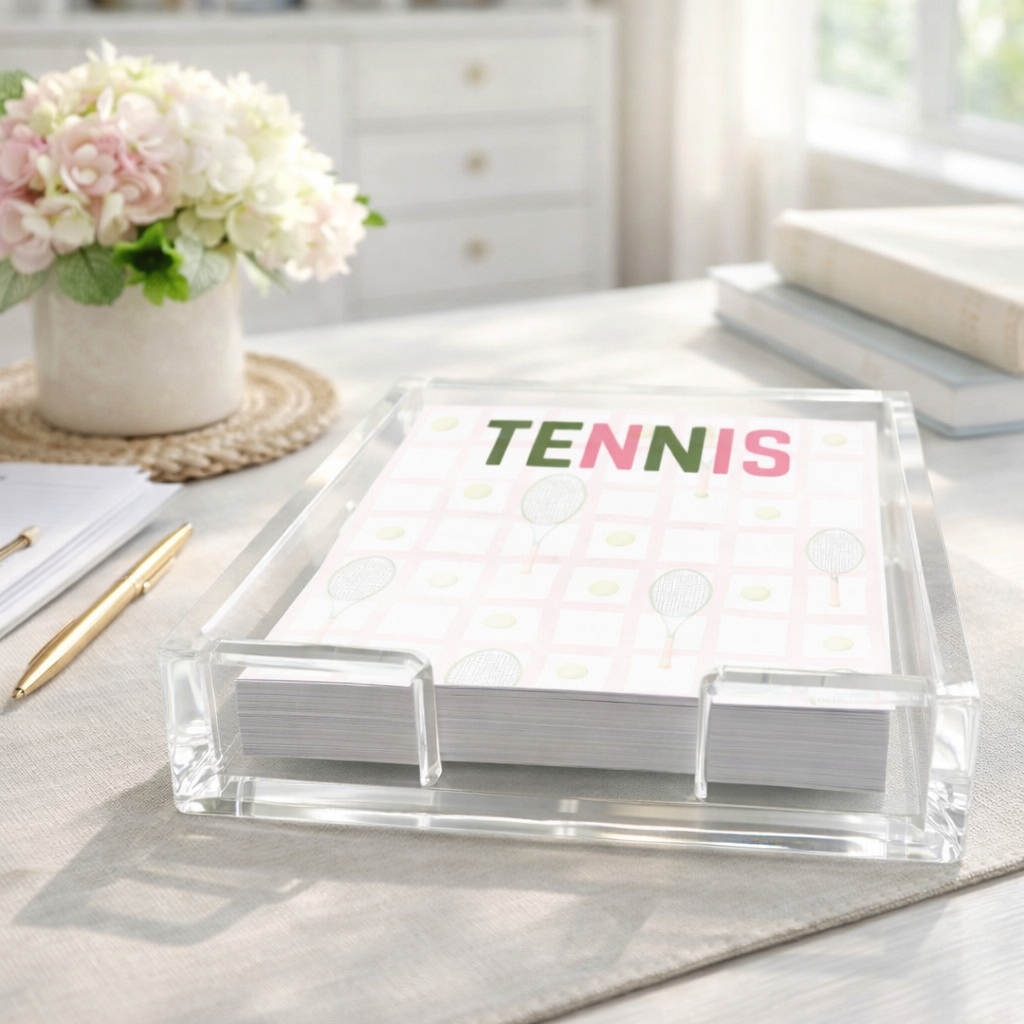 Notepad in Acrylic Holder, Tennis