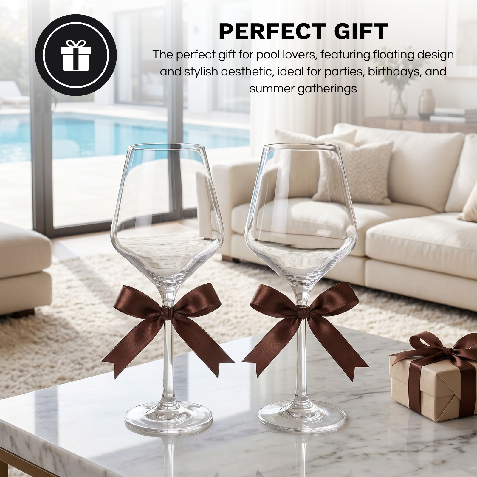 Floating Stemmed Wine Glasses S/4