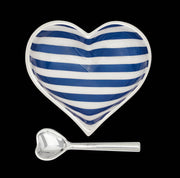 Happy Navy Blue Stripe Heart with Heart Spoon