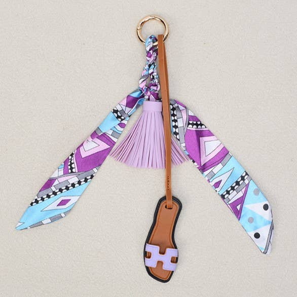 Sandals & Bow Scarf Tassel Bag Charm Keychain