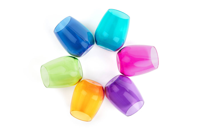 Acrylic Stemless Wine Glasses-Jewel S/6