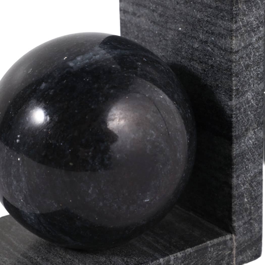 Black Marble Orb Bookends
