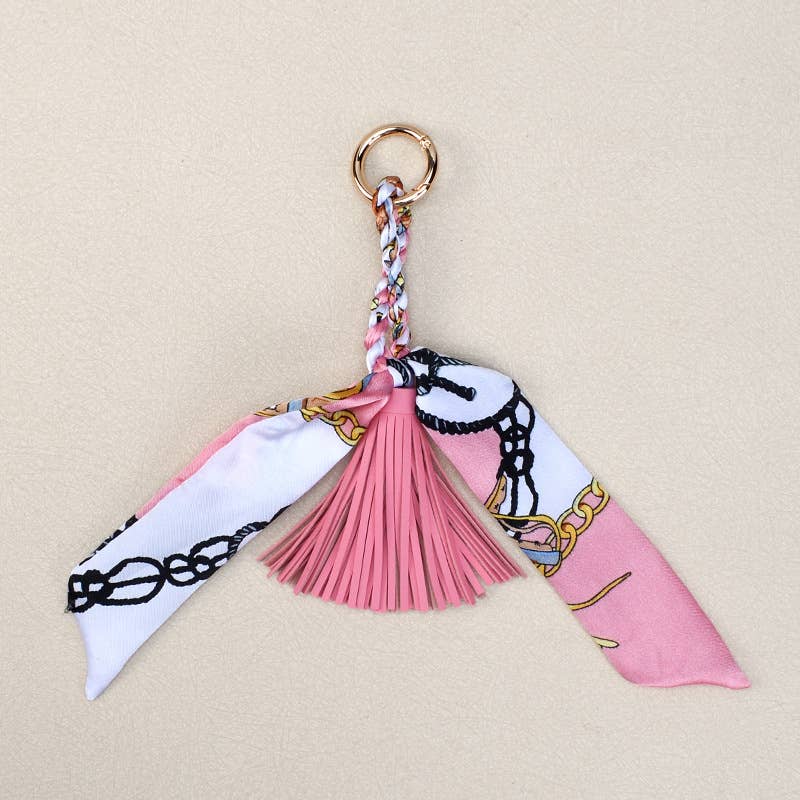 Boho Simple Scarf Tassel Bag Charm Keychain