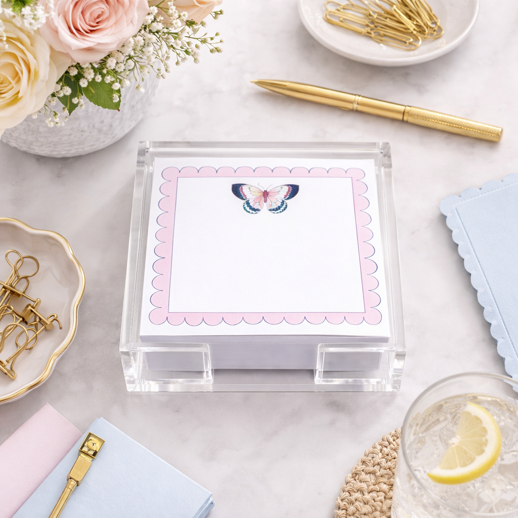 Acrylic Holder & Notepad, Butterfly