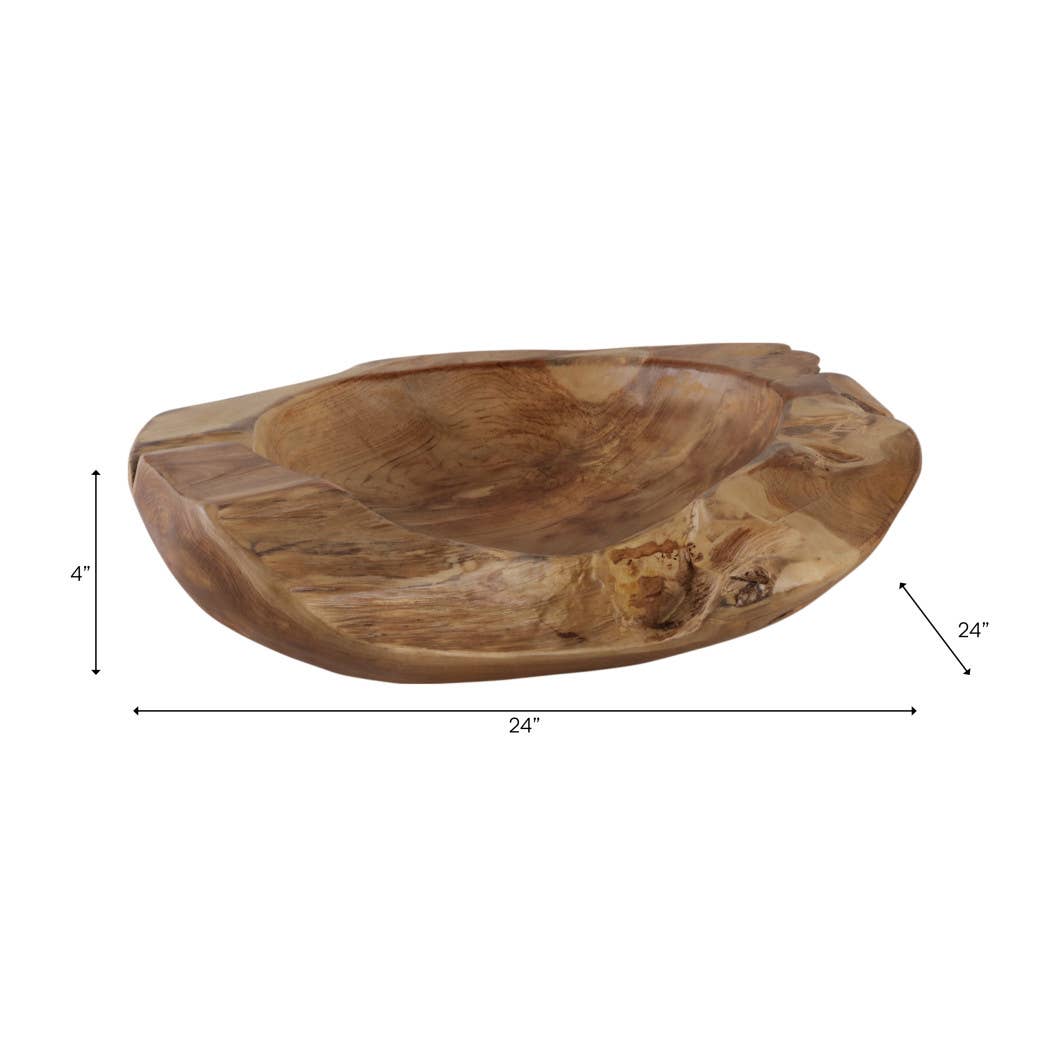 Teak Natural Wood Low Bowl