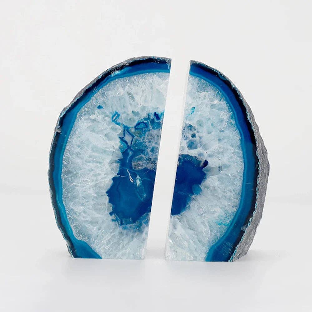 Blue Agate Bookends Set