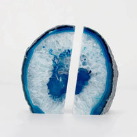 Blue Agate Bookends Set