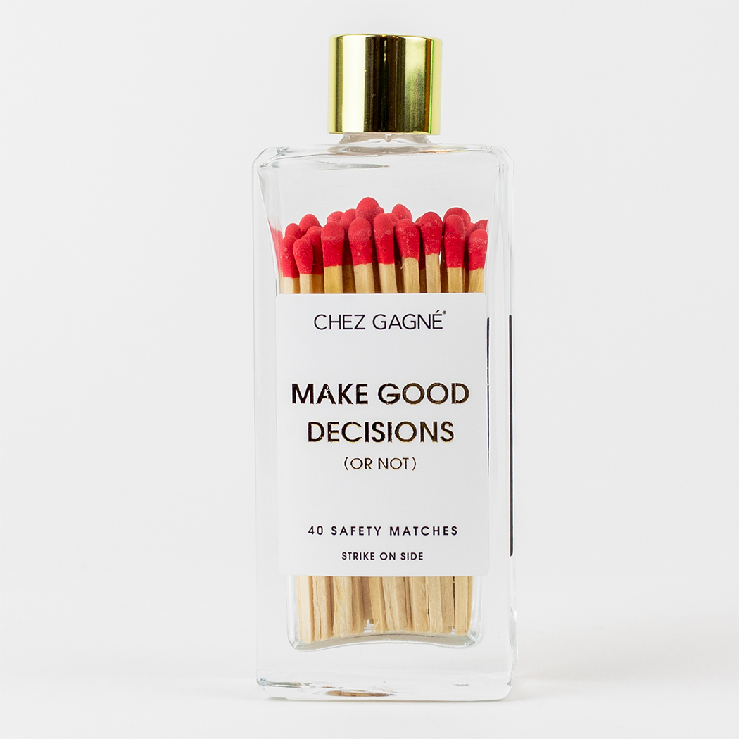 Make Good Decisions Or Not -Glass Bottle Safety Matches -Red
