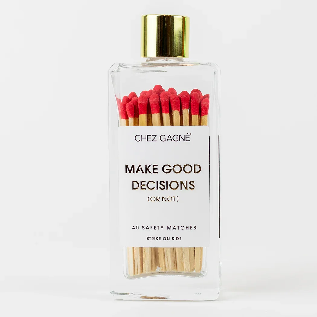 Make Good Decisions Or Not -Glass Bottle Safety Matches -Red Matchboxes & Lighters