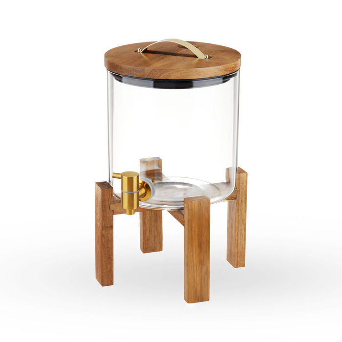 Acacia and Glass Beverage Dispenser