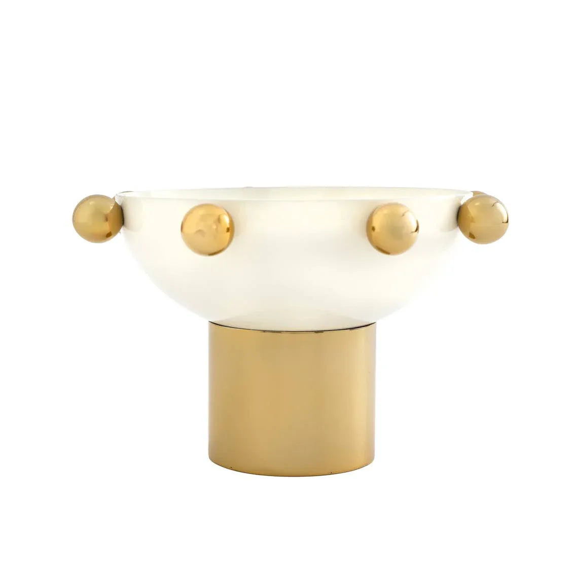Temari White and Gold Nut Bowl Serving Bowl