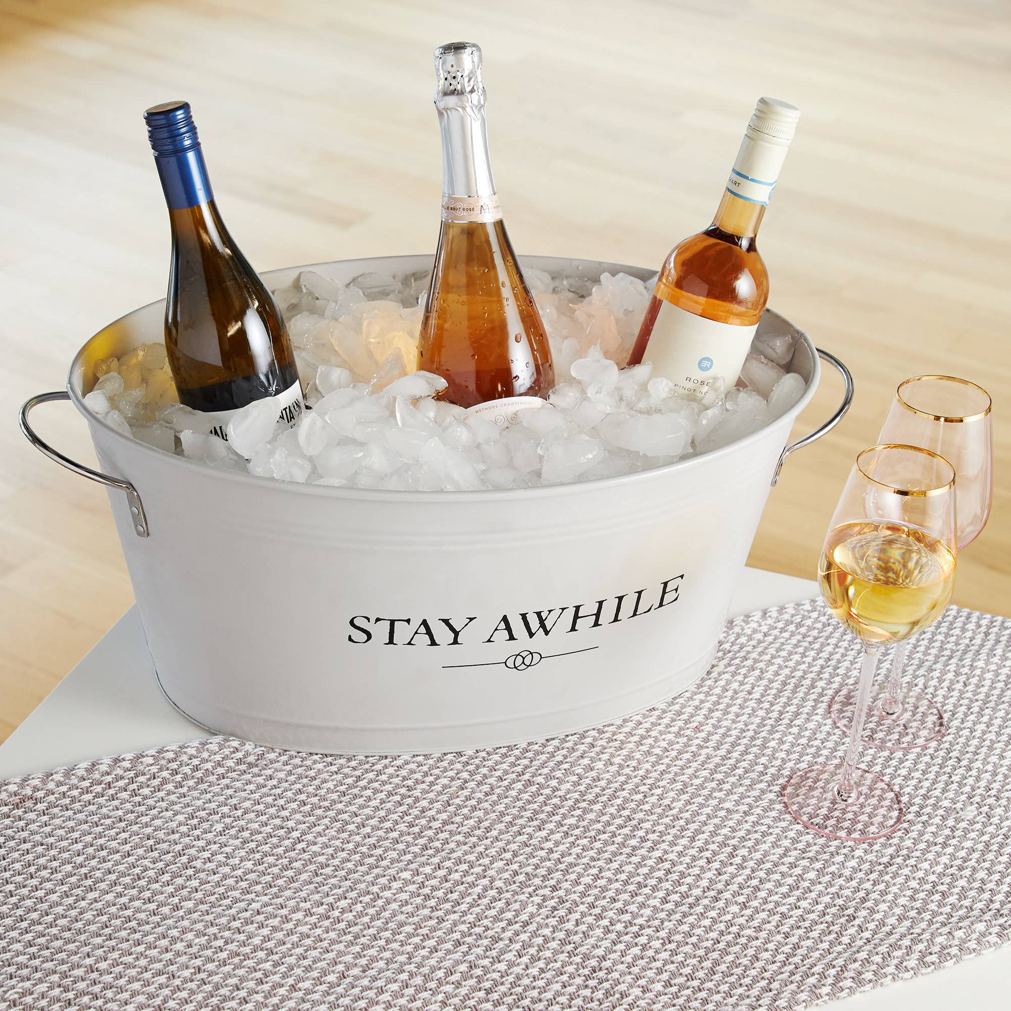 Galvanized Metal Ice Tub with Handles