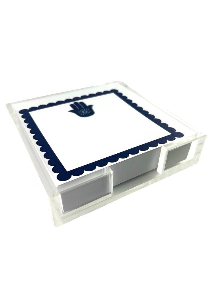 Notepad in Acrylic Holder, Hamsa