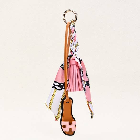 Sandals & Bow Scarf Tassel Bag Charm Keychain