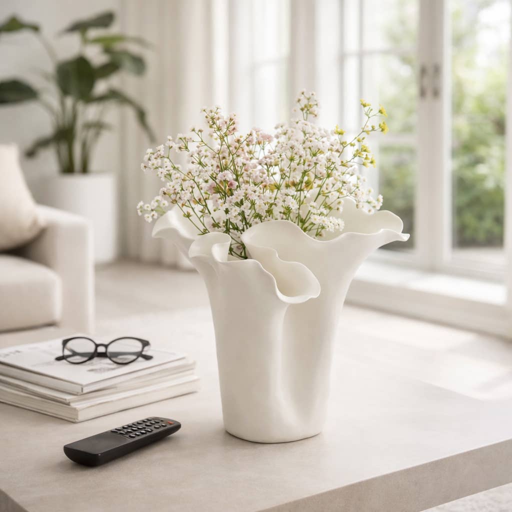 Ruffled Edge Ceramic Vase
