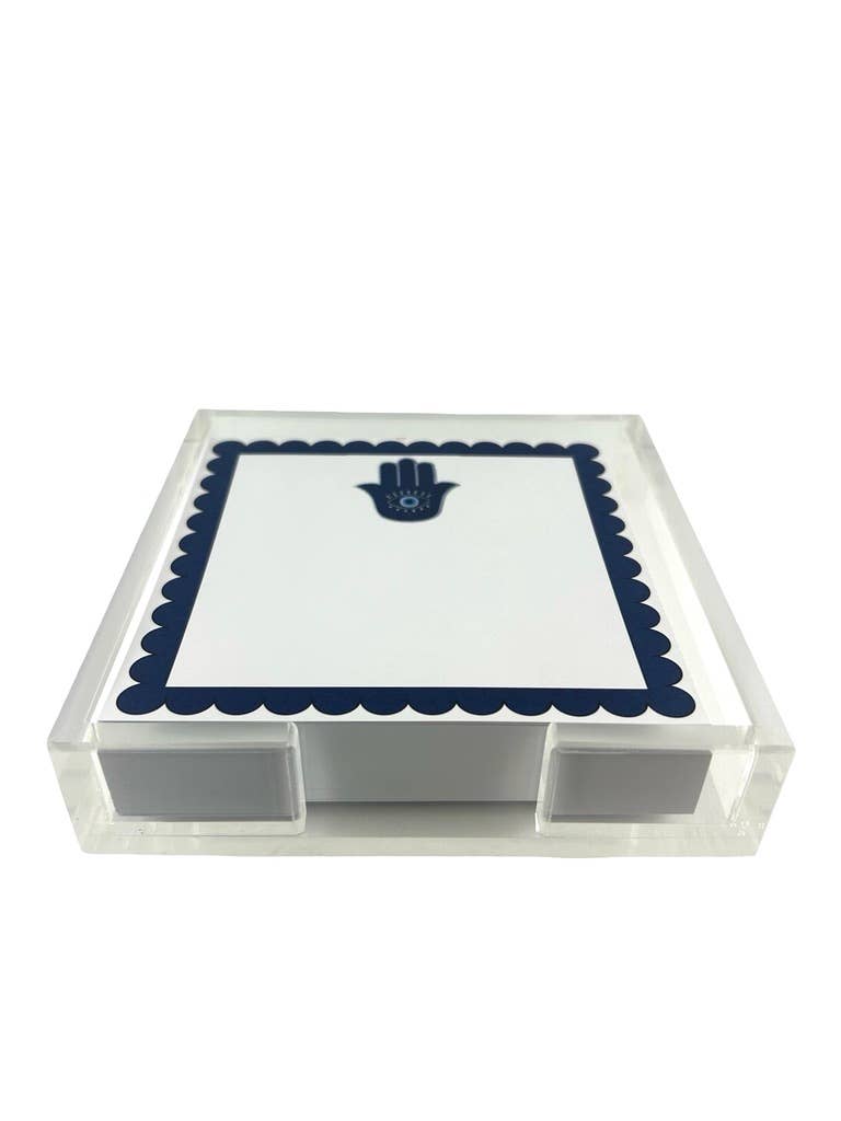 Notepad in Acrylic Holder, Hamsa
