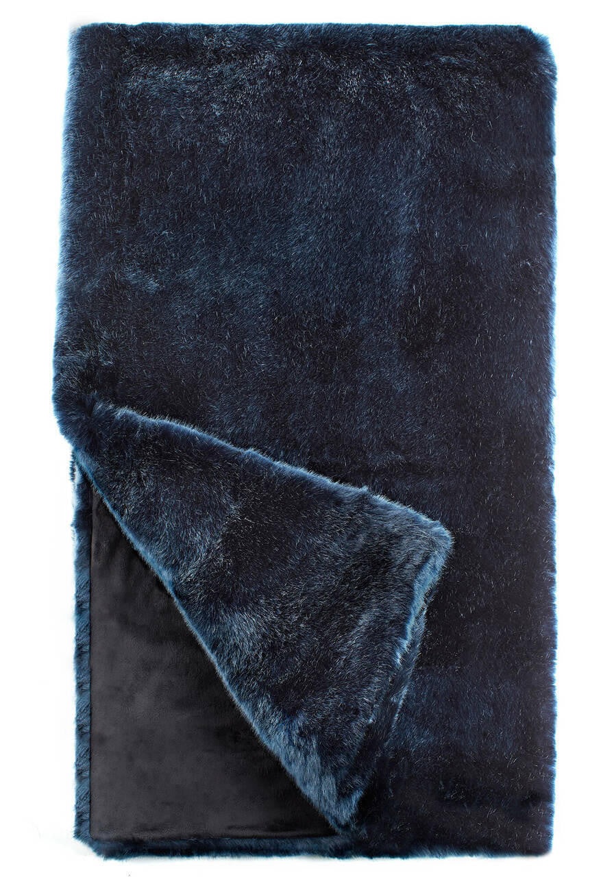 Couture Steel Blue Mink Faux Fur Throw