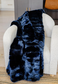 Couture Steel Blue Mink Faux Fur Throw