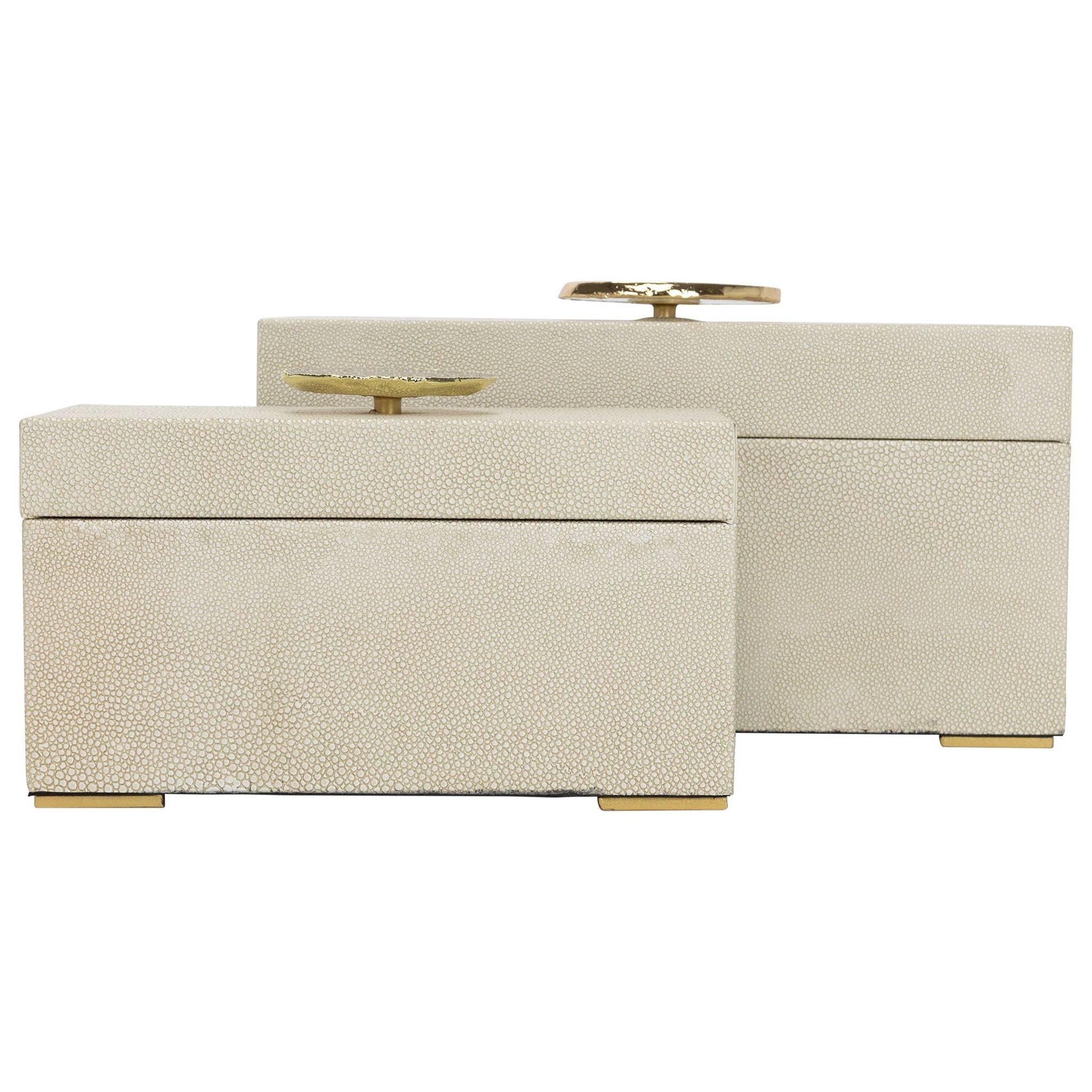 Berkley Beige Shagreen Leather Boxes Decorative Boxes