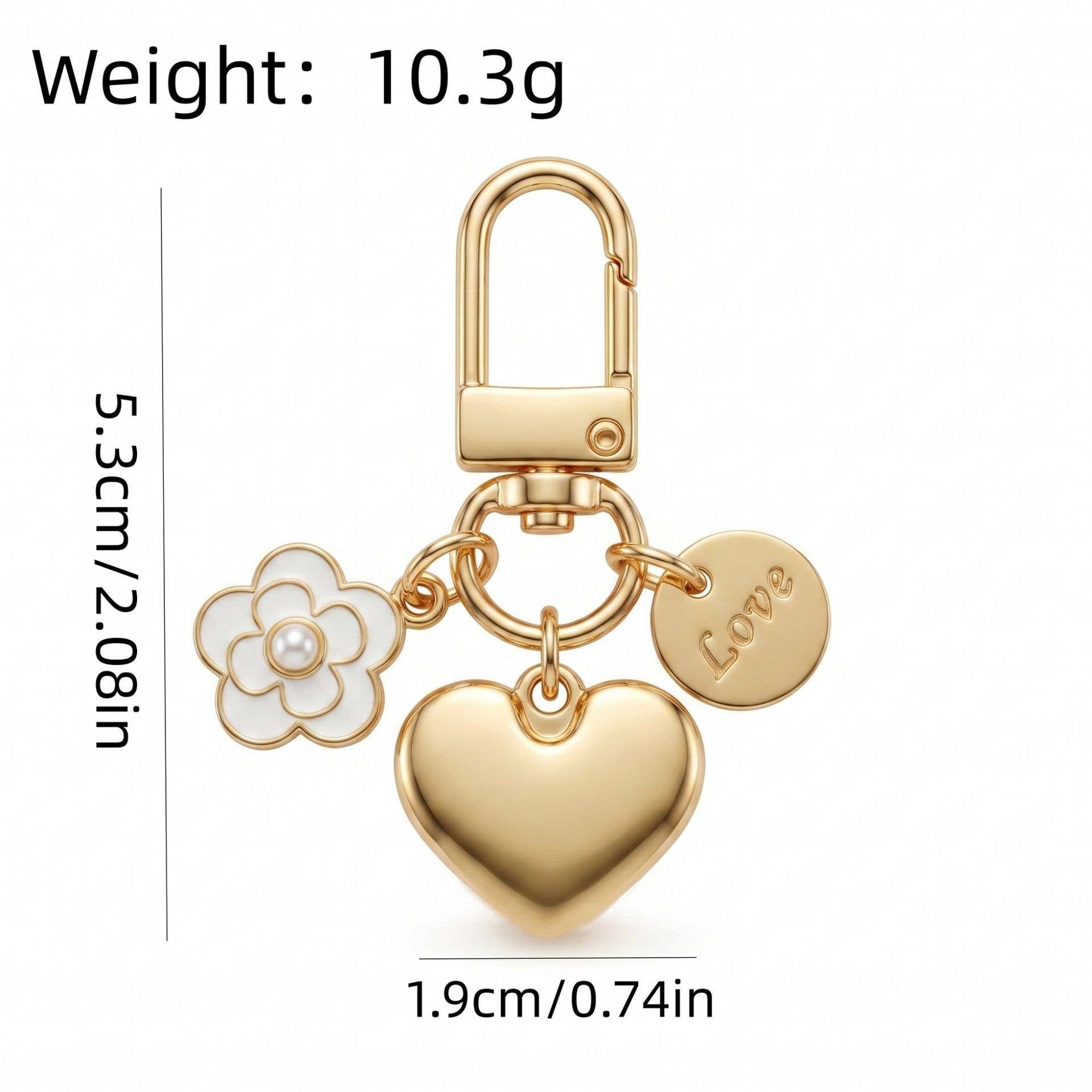 Camellia Heart Pendant Keychain