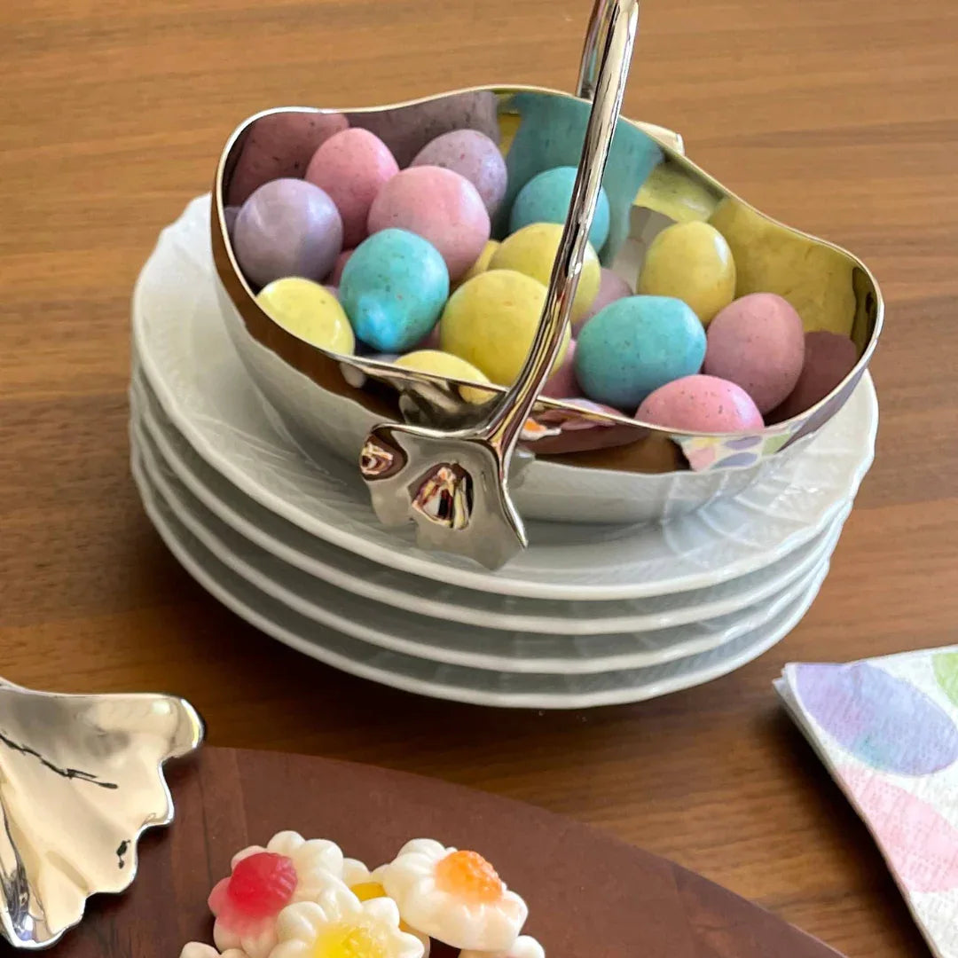Ginkgo Basket with Leaf Handle Serving Bowl