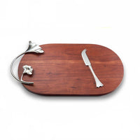 Ginkgo Wood Oval Tray with Knife