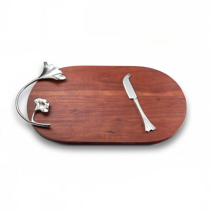 Ginkgo Wood Oval Tray with Knife