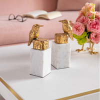 Gold Leaf Finch Statue - Pair