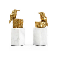 Gold Leaf Finch Statue - Pair