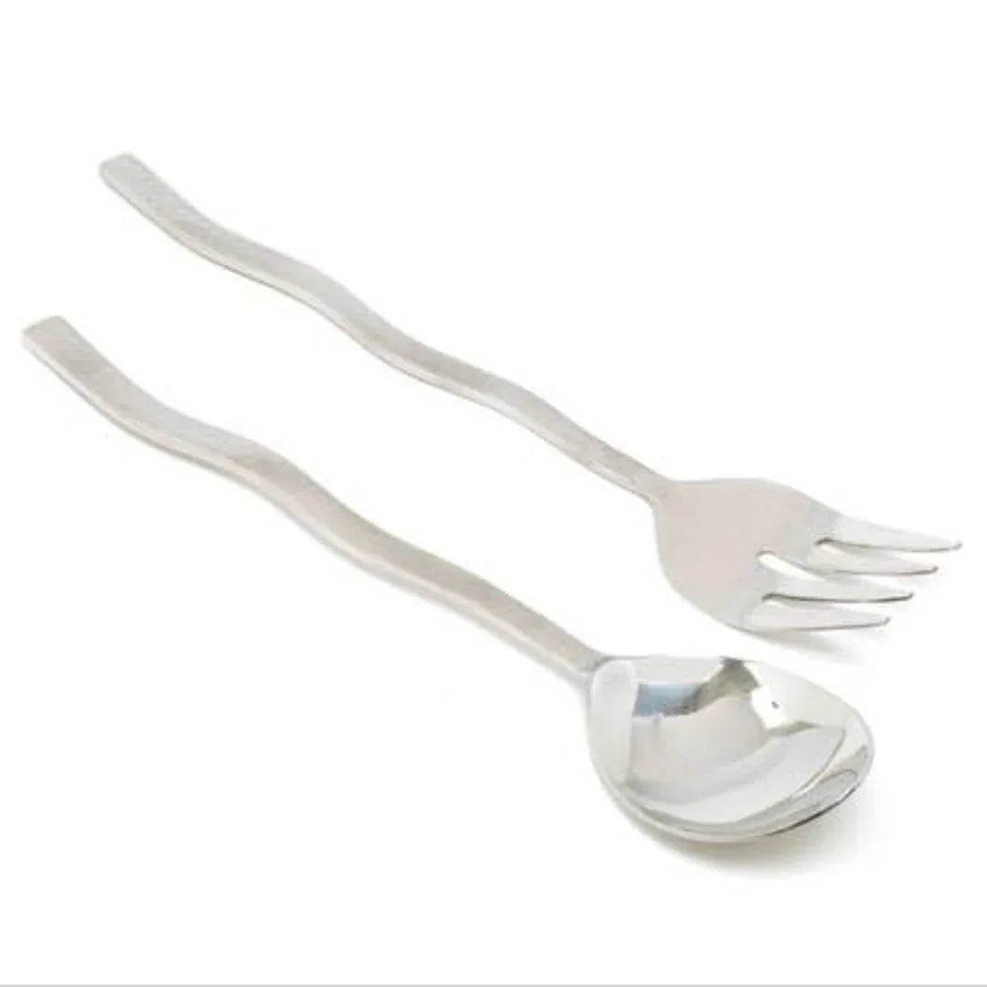 Hammered Wave Handle Salad Server Set Salad Serving Set