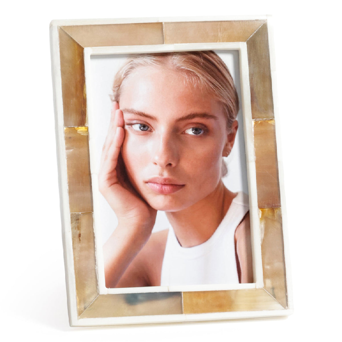 Haven Brown Horn White Bone Border Frame