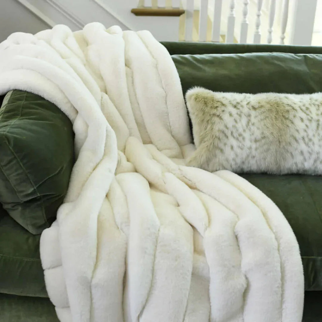 Ivory Faux Fur Posh Throw Throw