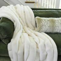 Ivory Faux Fur Posh Throw 60x72"