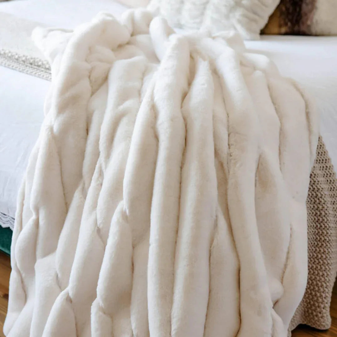 Ivory Faux Fur Posh Throw Throw