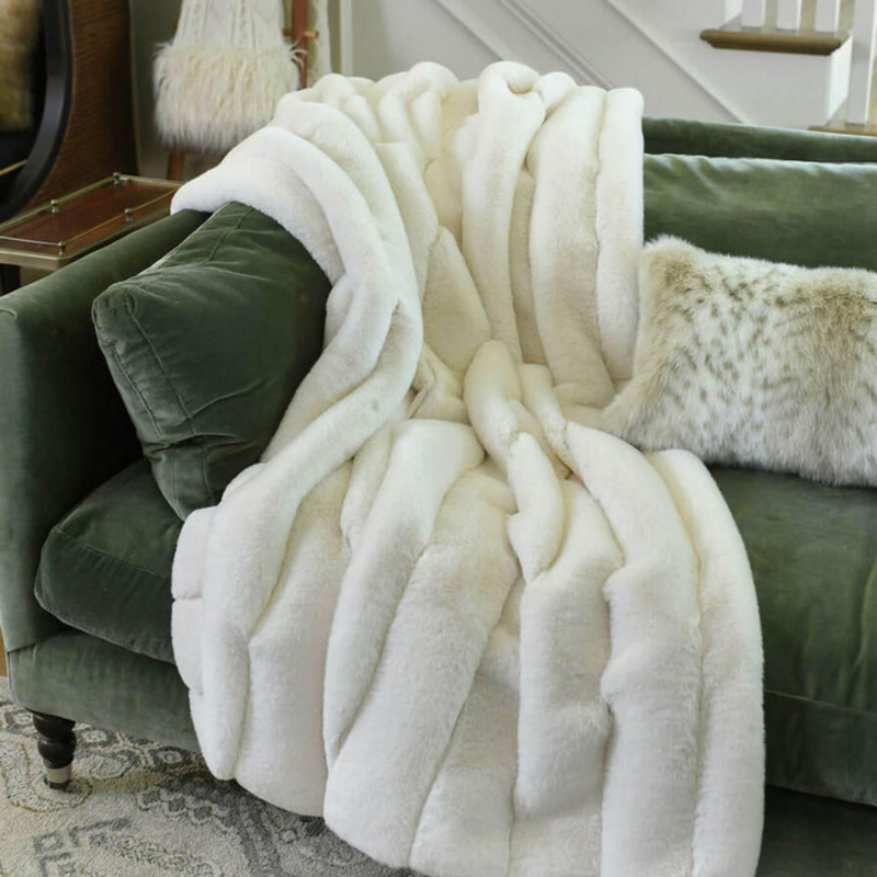 Ivory Faux Fur Posh Throw 60x72"